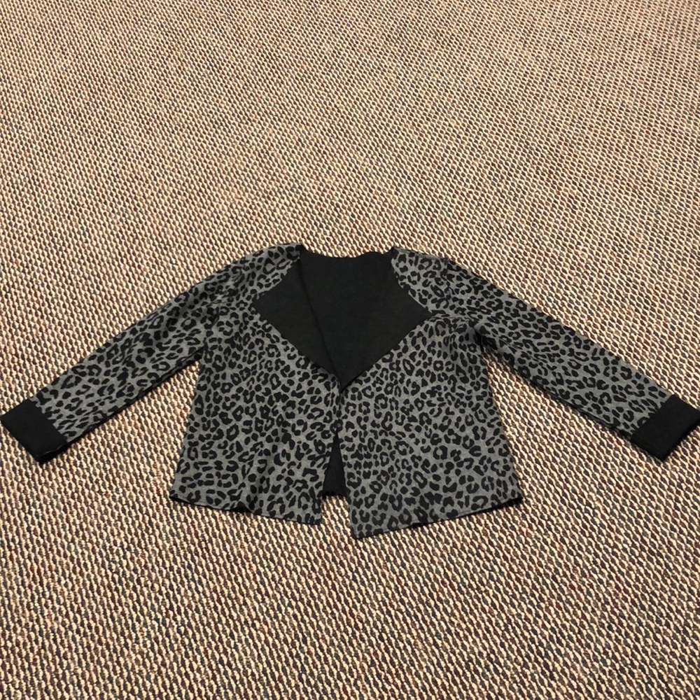 Reversible Cheetah Print Black and Charcoal Grey Wool Jacket Size M